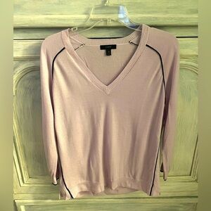 J. Crew Light Purple Merino Wool‎ V-Neck Pinstriped Sweater